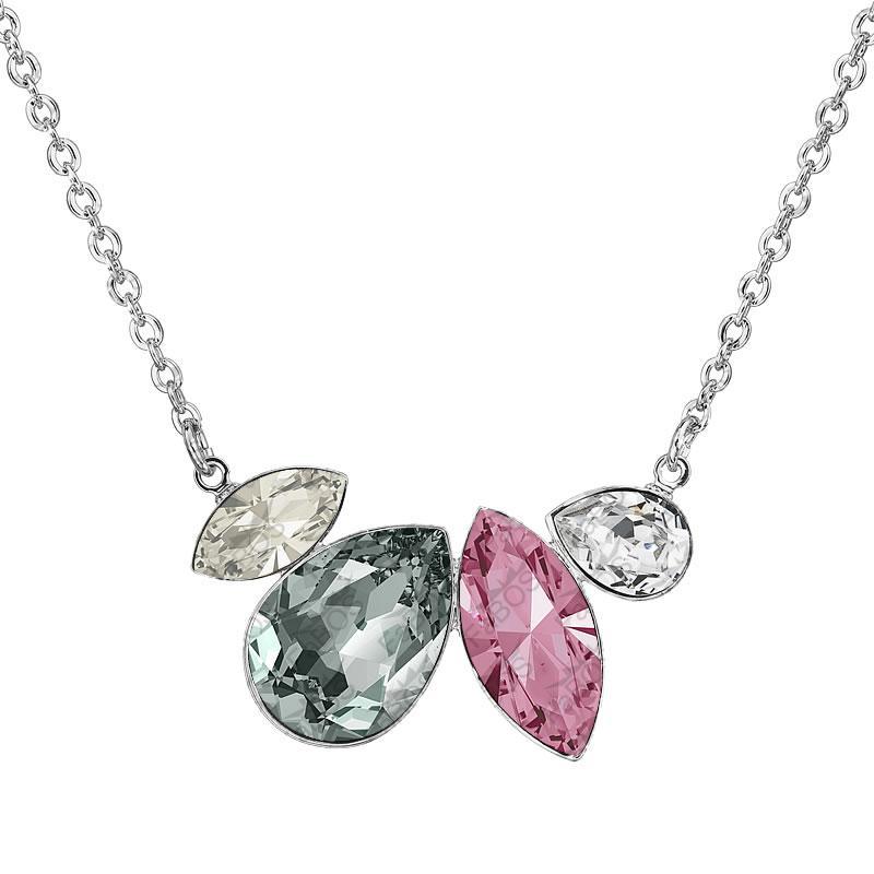 Halskette – Hellrosa, schwarzer Diamant und Silber