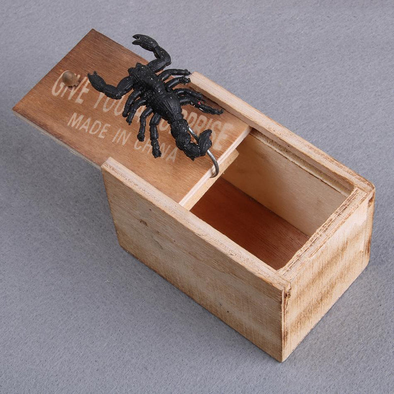 Wooden Prank Trick Joke Scare Toy Spider Box