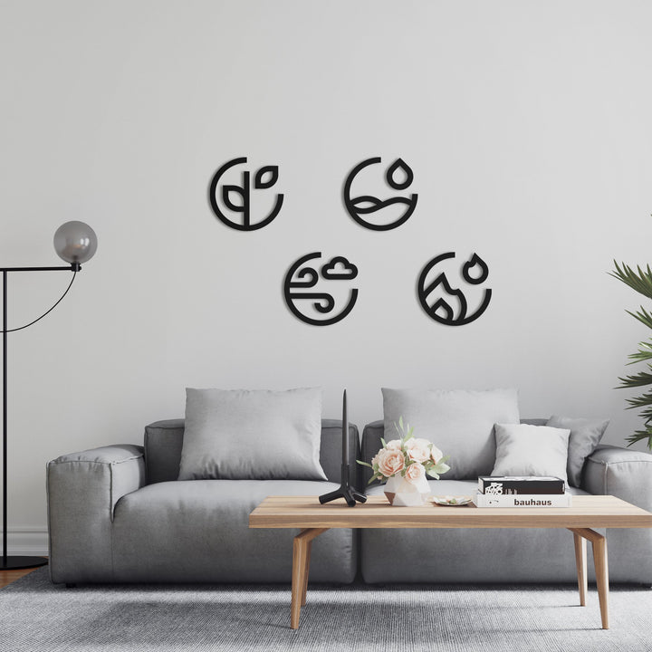 Vier Elemente – Wandkunst aus Metall