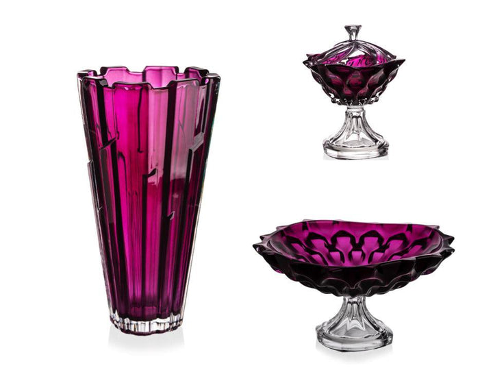 Hochzeitsgeschenkset aus Kristallglas – Lila