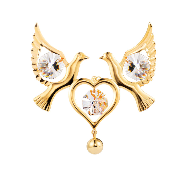 24 Karat vergoldete/versilberte Liebestauben mit Swarovski-Kristallelement