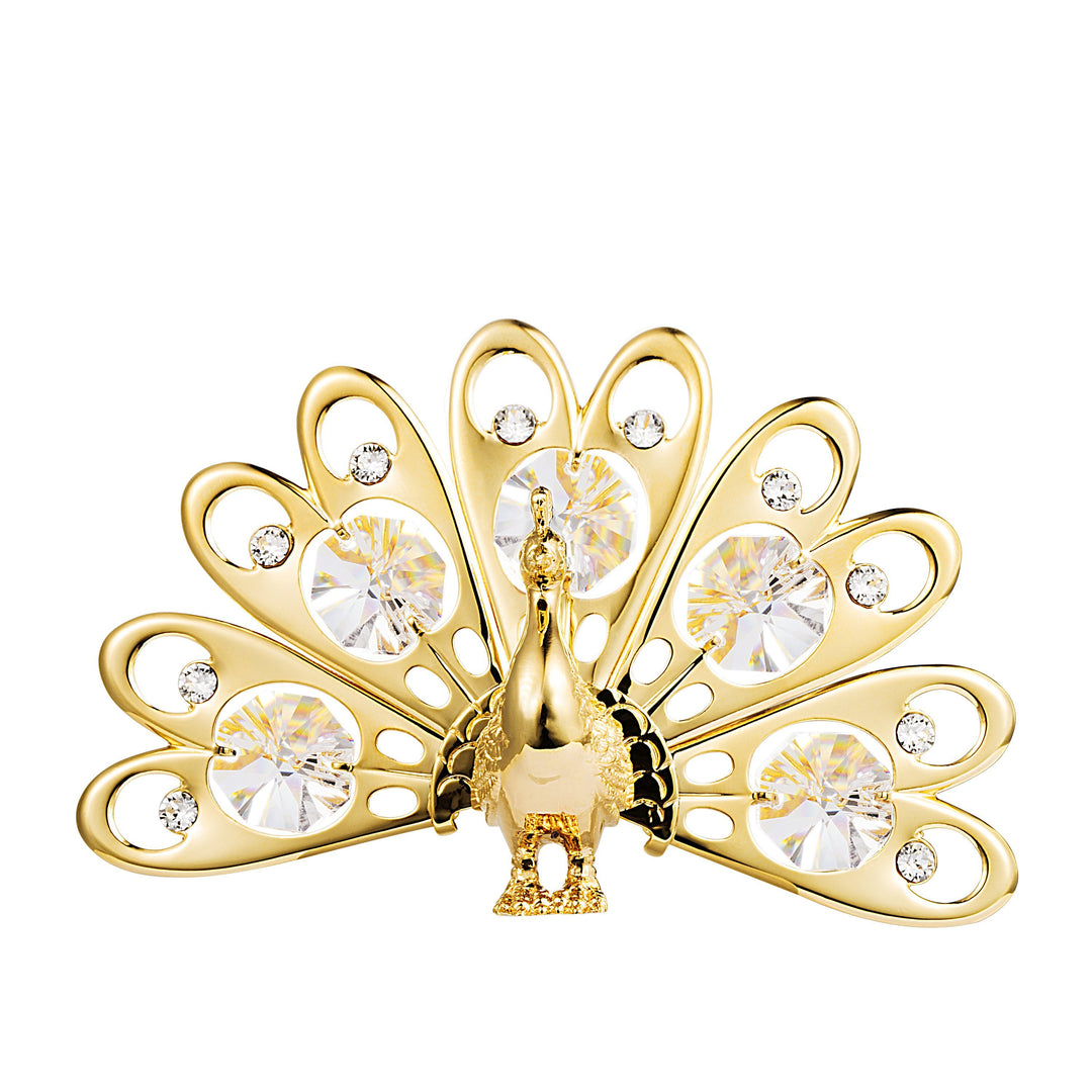 24K vergoldeter Pfau mit Swarovski-Kristallelement