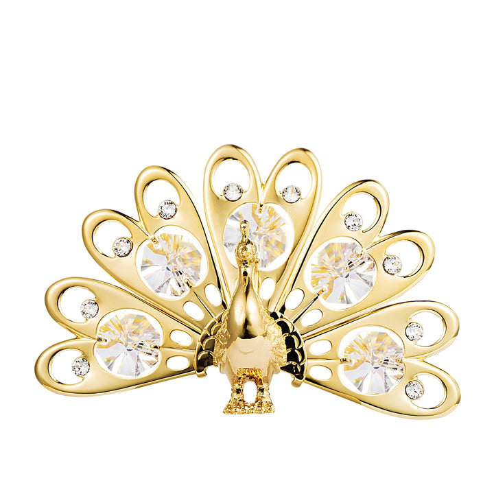 24K vergoldeter Pfau mit Swarovski-Kristallelement