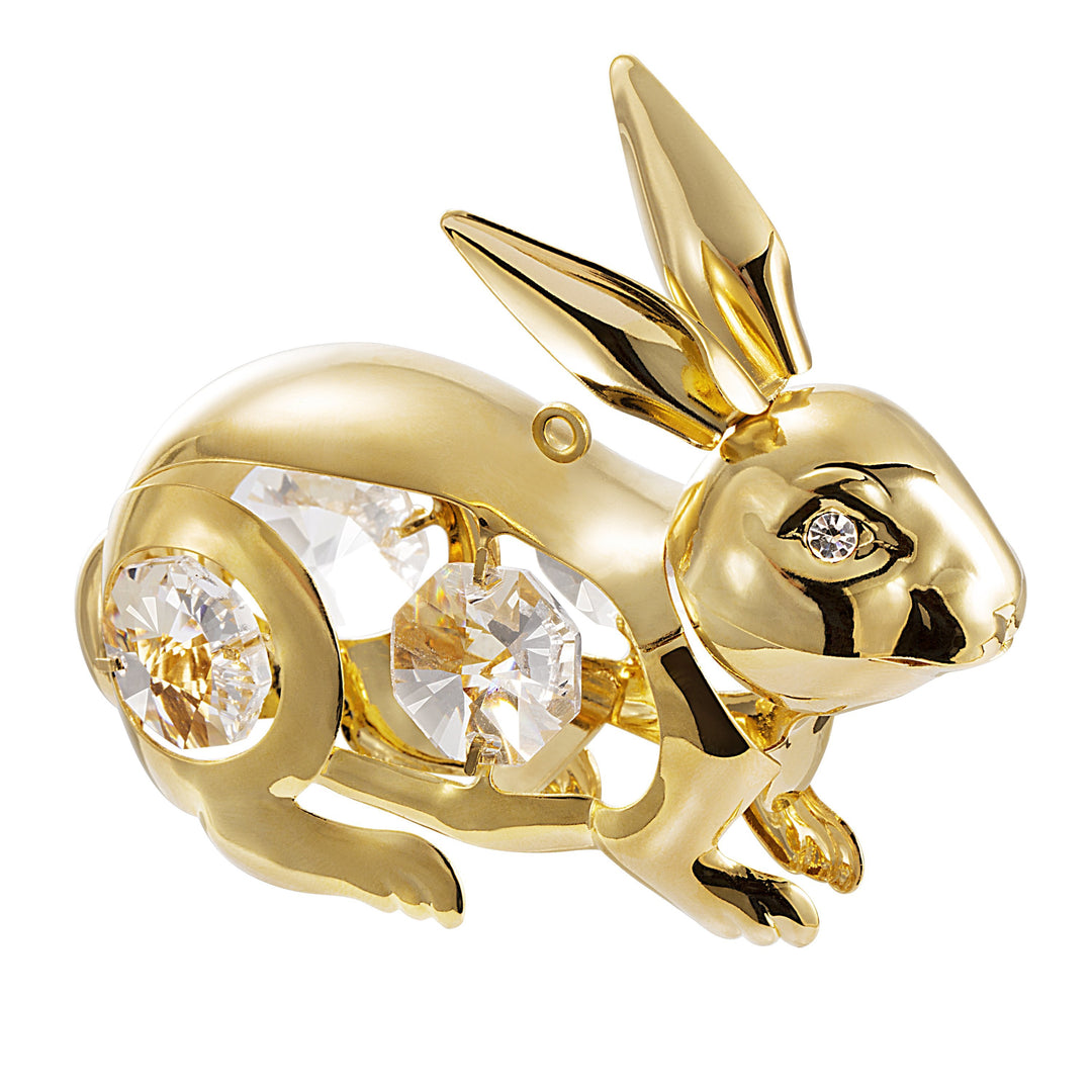 24K vergoldeter Hase mit Swarovski-Kristallelement 