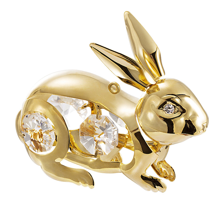 24K vergoldeter Hase mit Swarovski-Kristallelement 