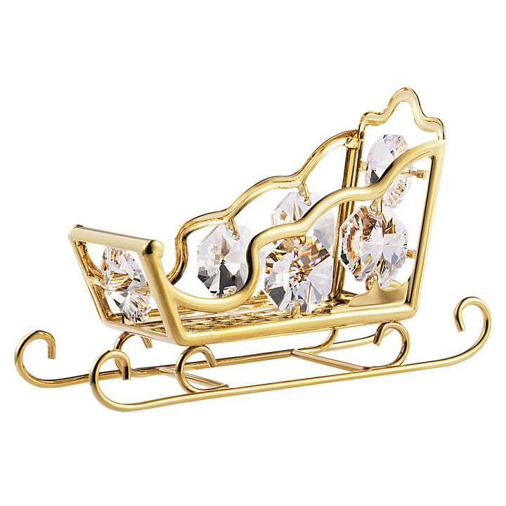 24K vergoldeter Schneeschlitten mit Swarovski-Kristall