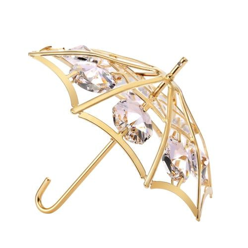 24K vergoldeter Regenschirm mit Swarovski-Kristallelement