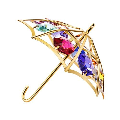 24K vergoldeter Regenschirm mit Swarovski-Kristallelement