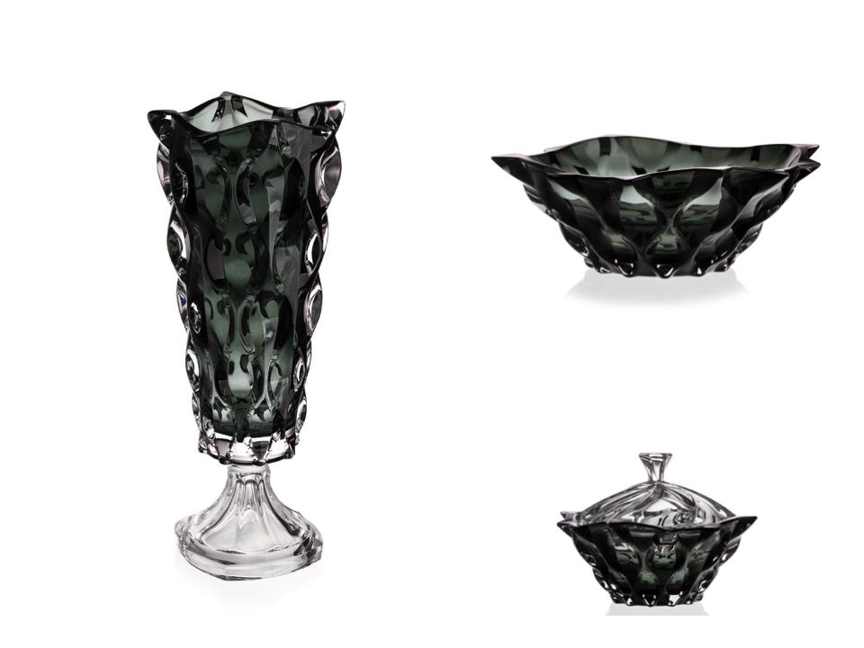 Crystal glass wedding gift set - black