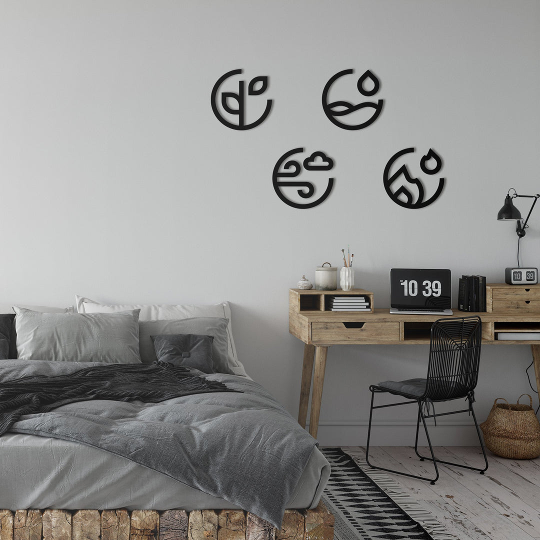 Vier Elemente – Wandkunst aus Metall