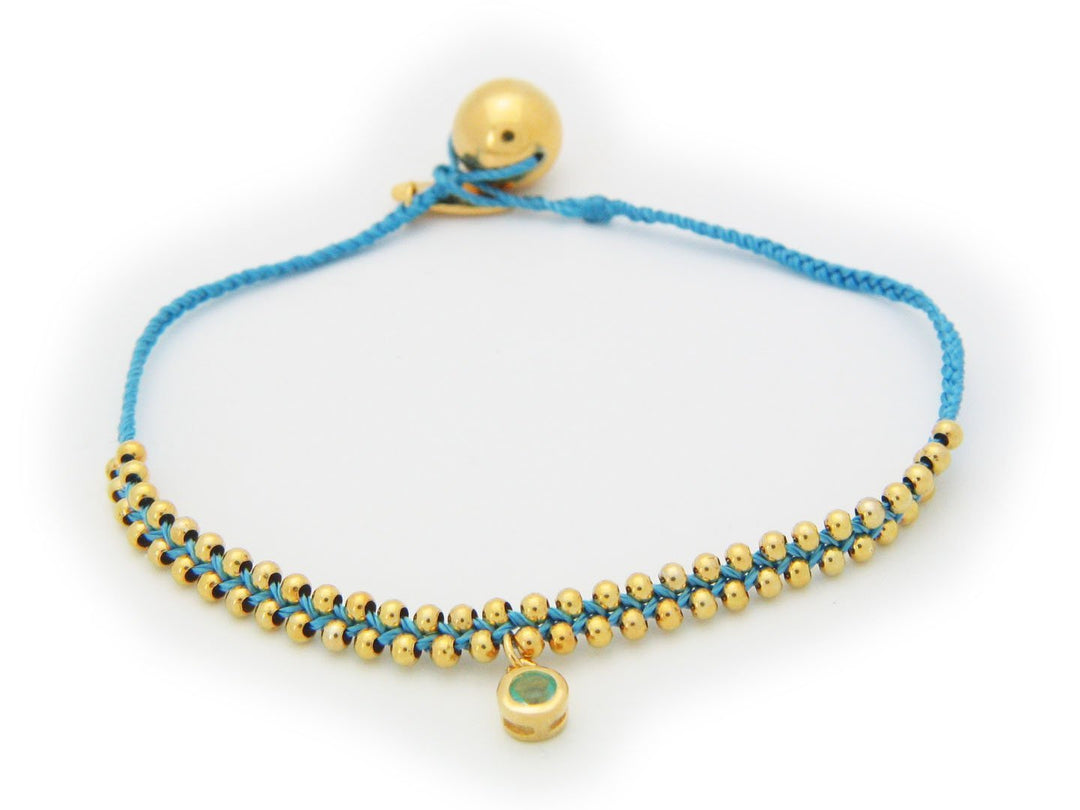 März Aquamarin (Cz) Blaues Kordelarmband in