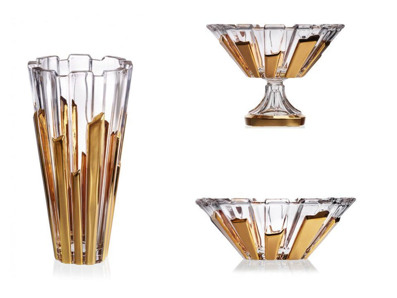 Gold piano style crystal glass wedding gift set