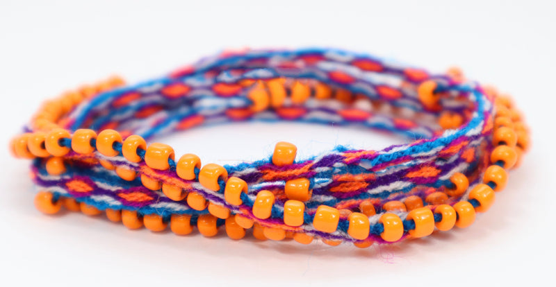 Exclusive, Vibrant Orange Glass Beaded,Wrap