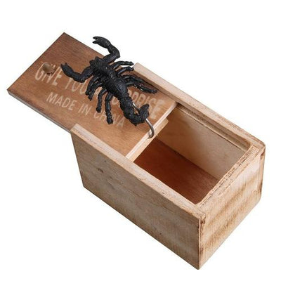 Wooden Prank Trick Joke Scare Toy Spider Box