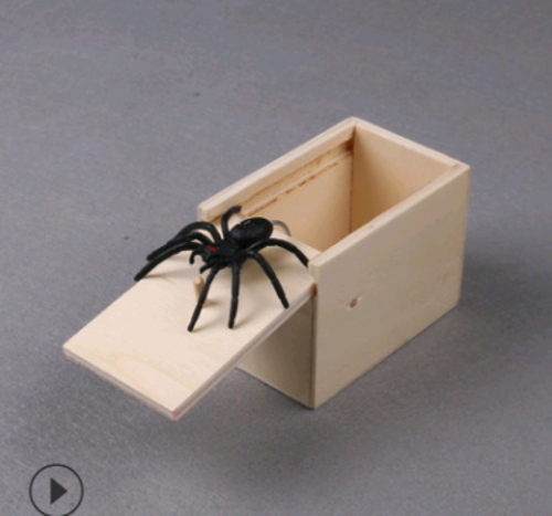 Wooden Prank Trick Joke Scare Toy Spider Box