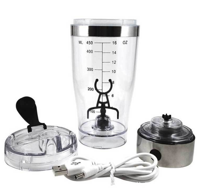 Automatischer Mixbecher mit wiederaufladbarem Akku und Ladegerät