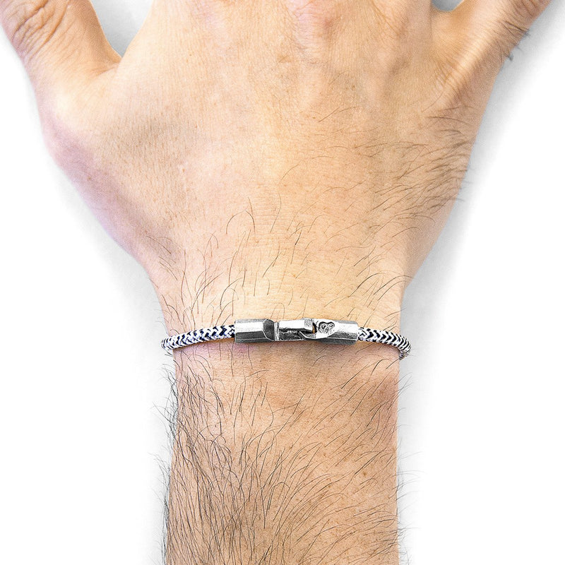 Weißes Noir-Talbot-Armband aus Silber und Seil