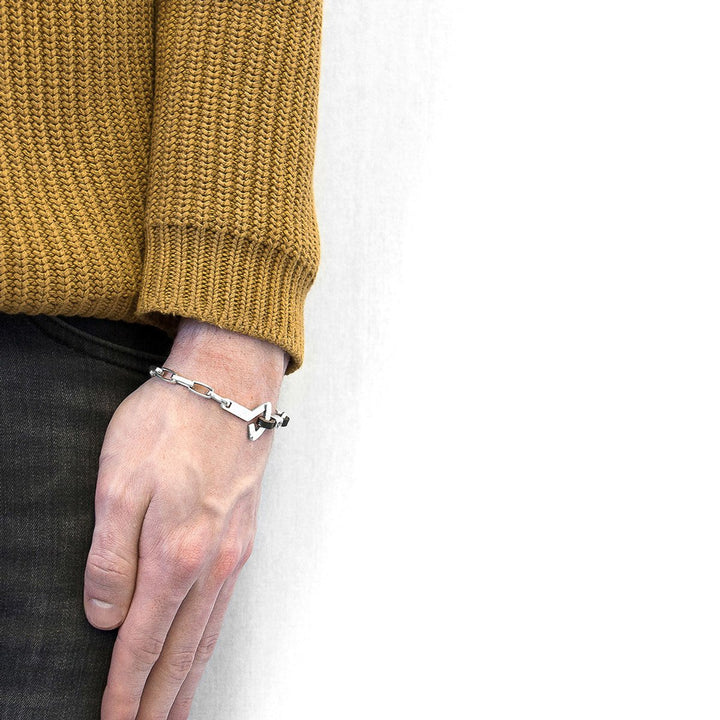 Dunkelbraunes Fregattenarmband aus Silber und Leder