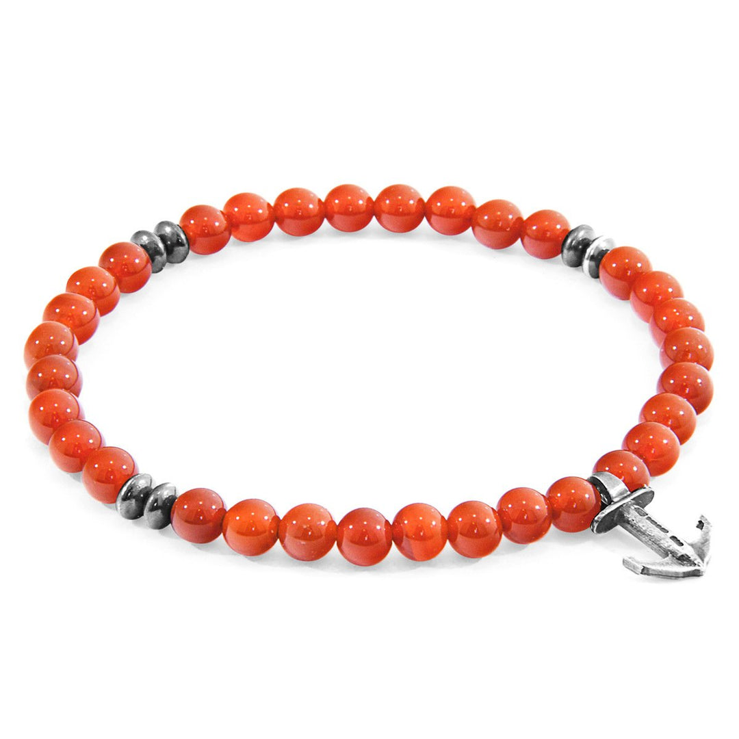 Rotes Karneol-Steuerbord-Armband aus Silber und Stein