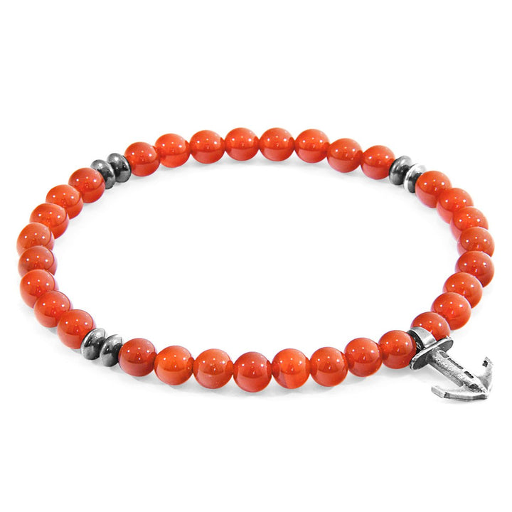 Rotes Karneol-Steuerbord-Armband aus Silber und Stein