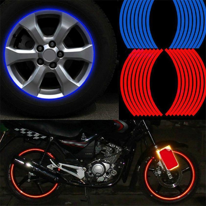 Autoaufkleber, blau, rot, reflektierend, Motorrad, Autofelge