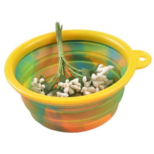 Colorful Camouflage Pet Dog Silicone Bowl Portable