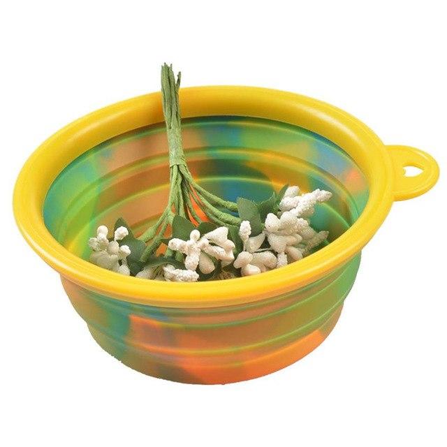 Colorful Camouflage Pet Dog Silicone Bowl Portable