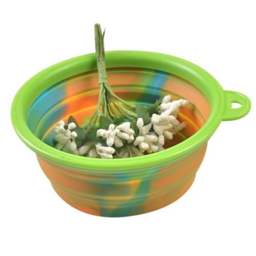 Colorful Camouflage Pet Dog Silicone Bowl Portable