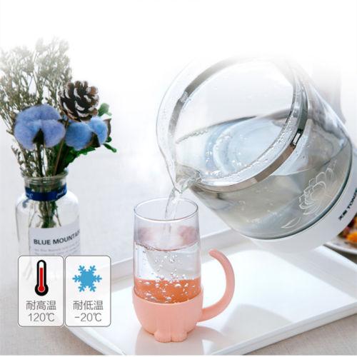 Niedliche Katzen-Teetasse aus Glas mit Fisch-Ei
