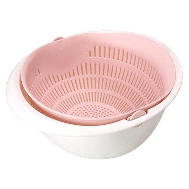 Double Drain Basket Bowl Washing Kitchen Strainer