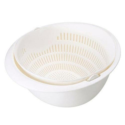 Double Drain Basket Bowl Washing Kitchen Strainer