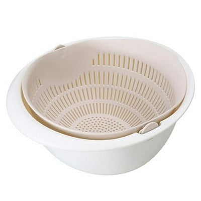 Double Drain Basket Bowl Washing Kitchen Strainer