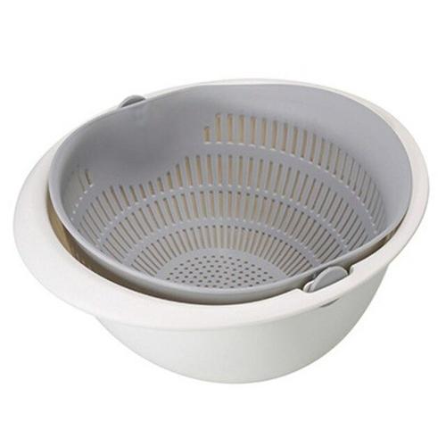 Double Drain Basket Bowl Washing Kitchen Strainer