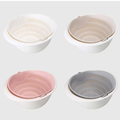 Double Drain Basket Bowl Washing Kitchen Strainer