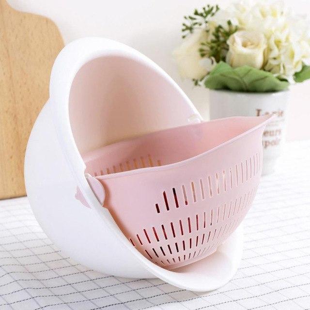 Double Drain Basket Bowl Washing Kitchen Strainer