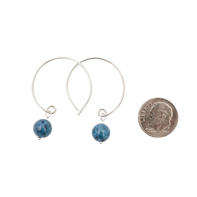 Denim Lapis Hoop Curves Sterling Silver Earrings