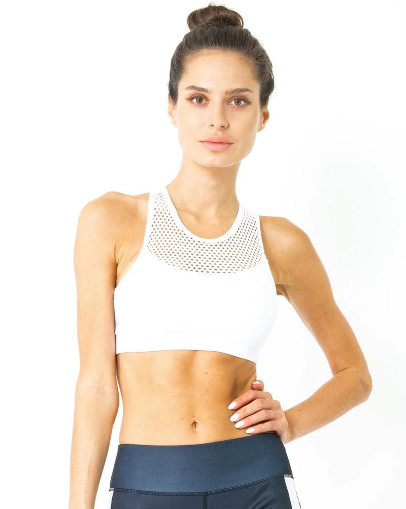 Jaxon Mesh Sports Bra - White