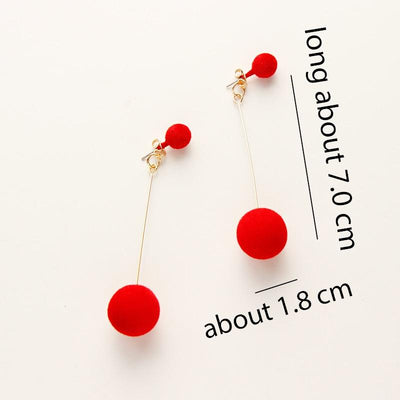 Fashion Red Black Plush Ball Personality Drop