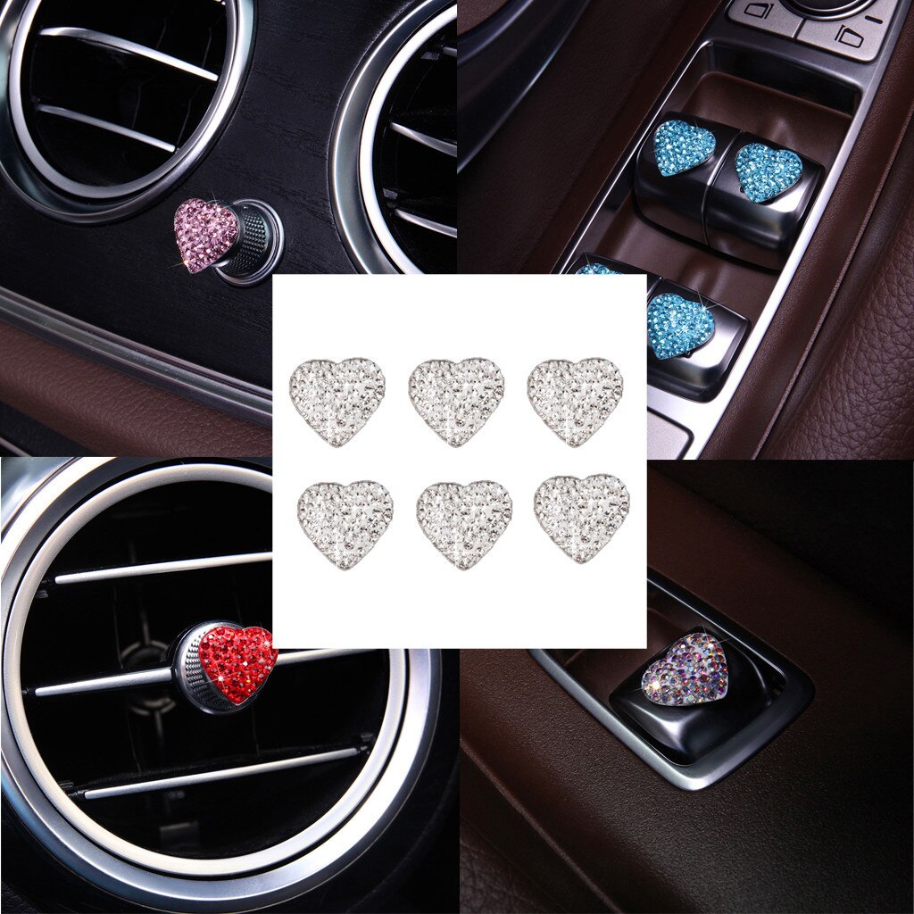 Herzförmiger Diamant-Strass-Autoknopf-Aufkleber