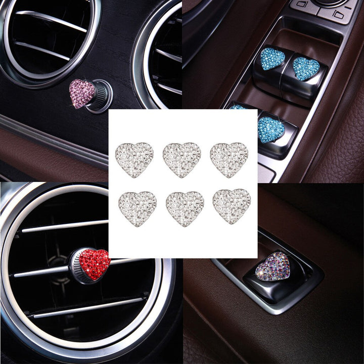 Herzförmiger Diamant-Strass-Autoknopf-Aufkleber
