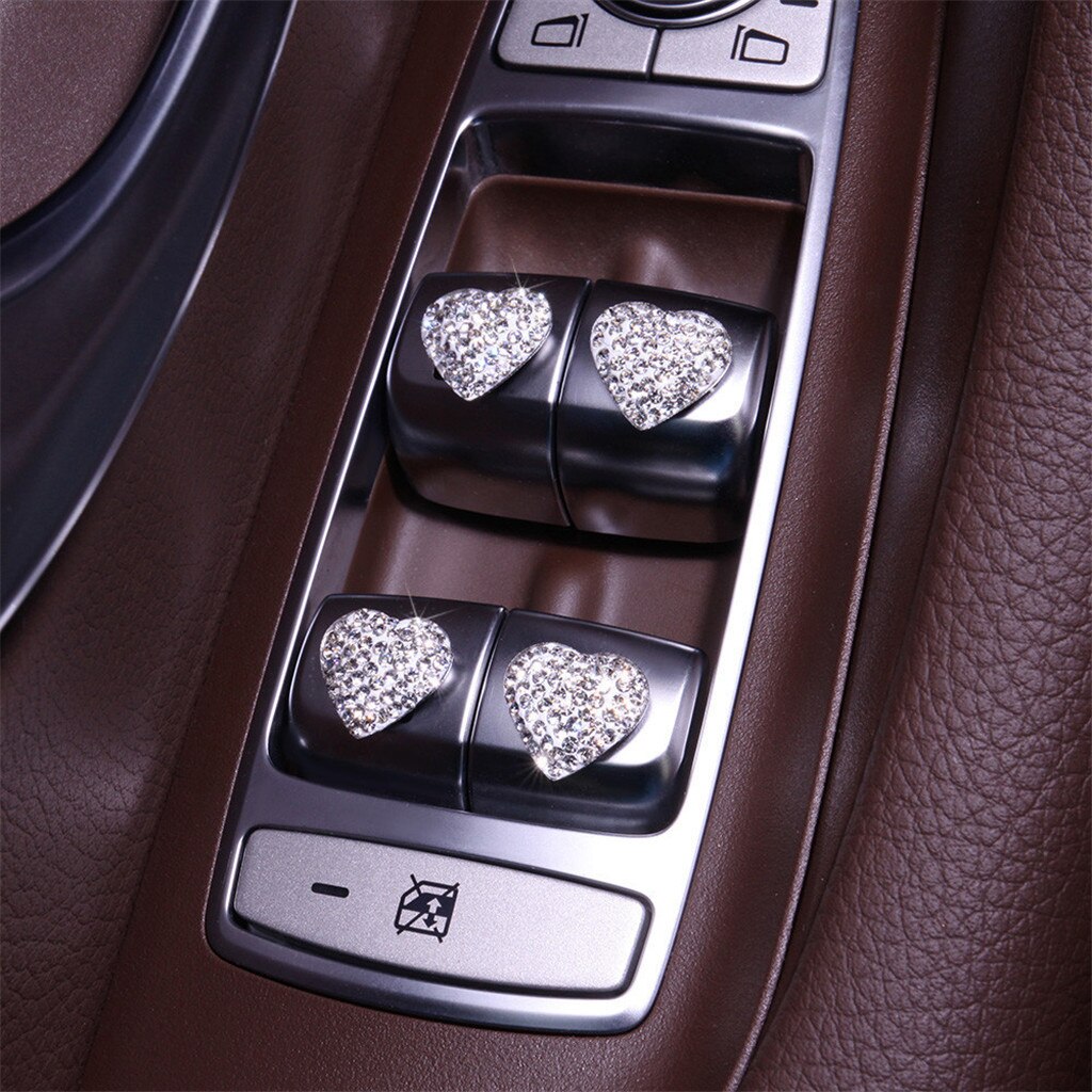 Herzförmiger Diamant-Strass-Autoknopf-Aufkleber