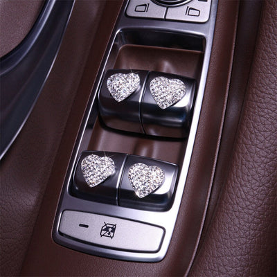 Heart Shape Diamond Rhinestone Car Button Sticker