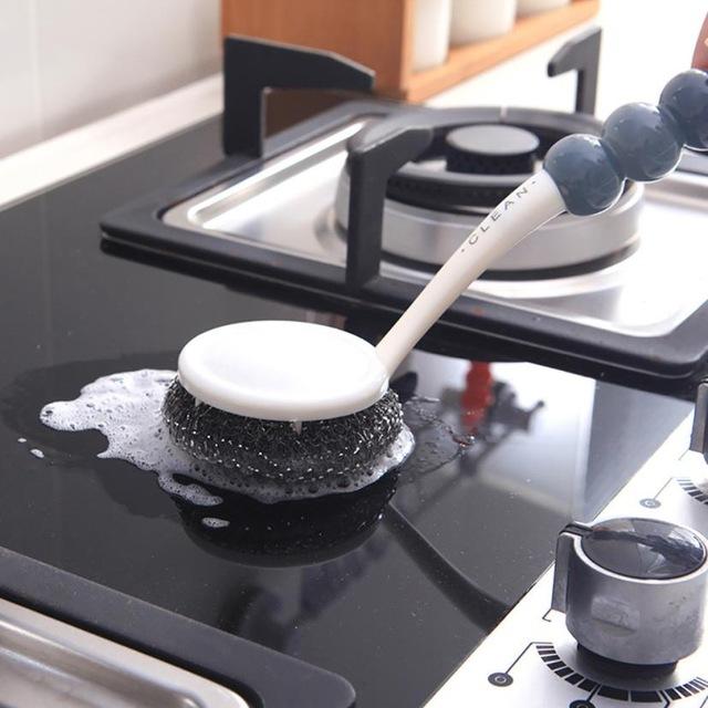 Hot sale Kitchen Long handle Steel Ball Brush