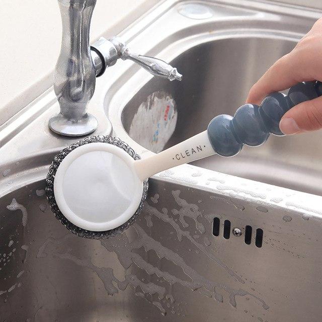 Hot sale Kitchen Long handle Steel Ball Brush