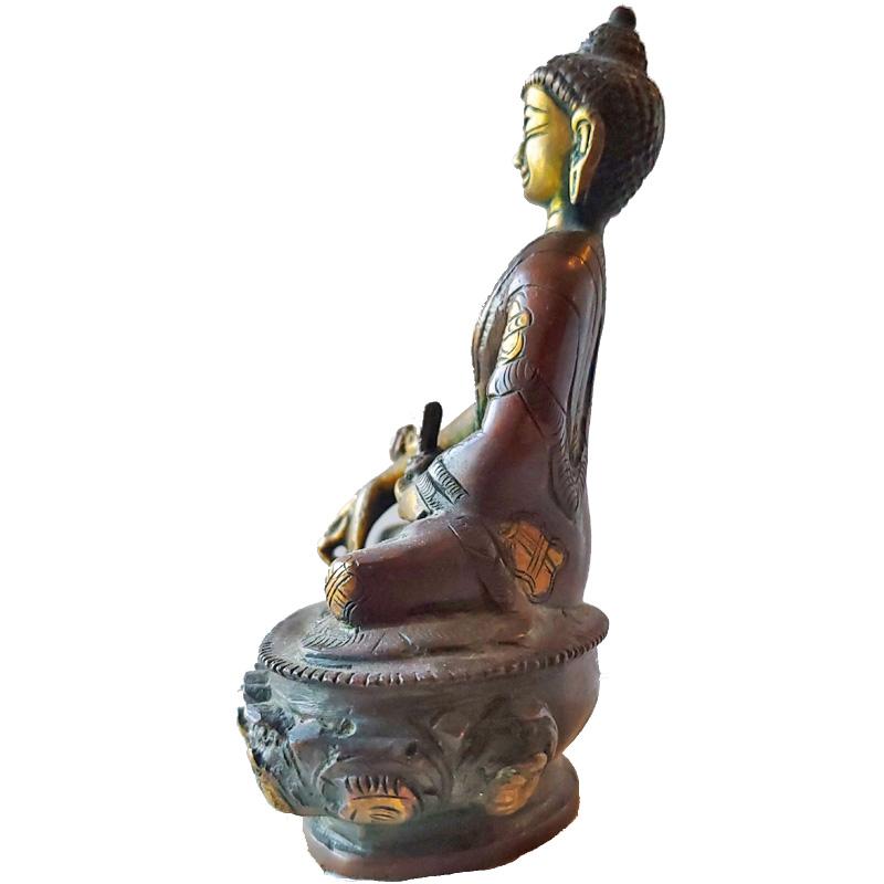 Mittelgroße heilende Buddha-Statue aus Messing
