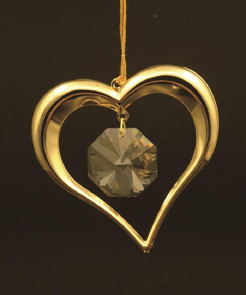 24K gold plated love heart with Swarovski crystal