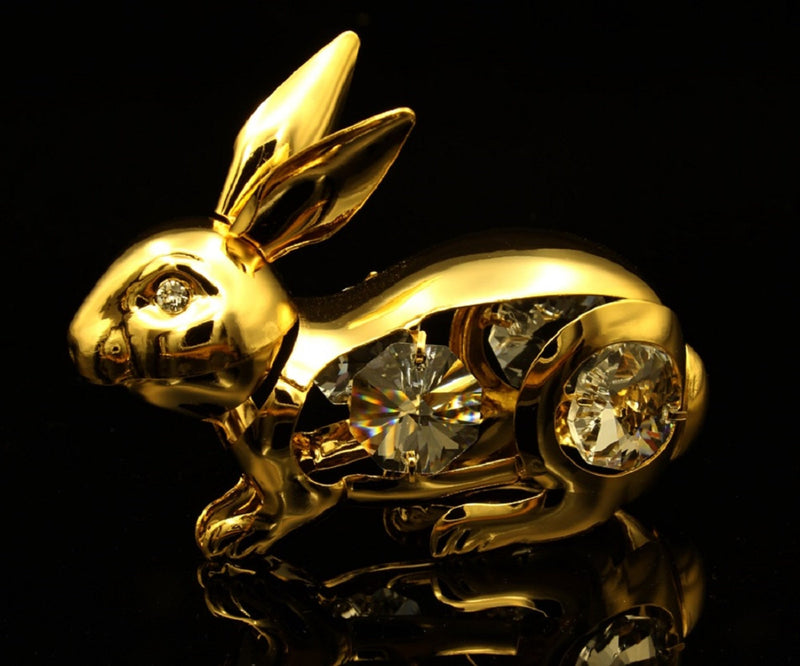 24K gold plated bunny rabbit with Swarovski crystal element