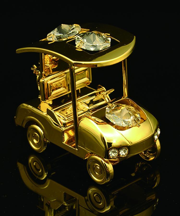 24K vergoldeter Golfwagen mit Swarovski-Kristallelement