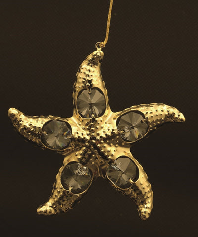 24K gold plated starfish with Swarovski crystal