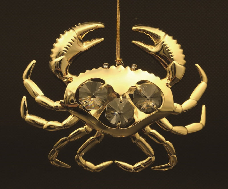 24K gold plated Crab with Swarovski crystal